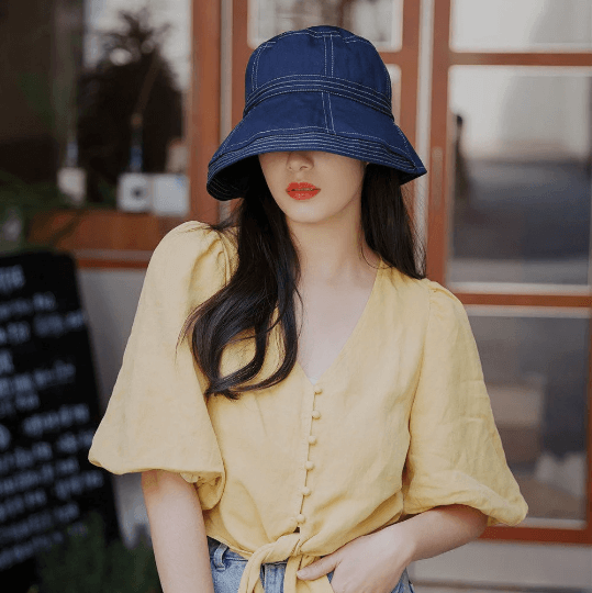 Wide Brim Bucket Hat.