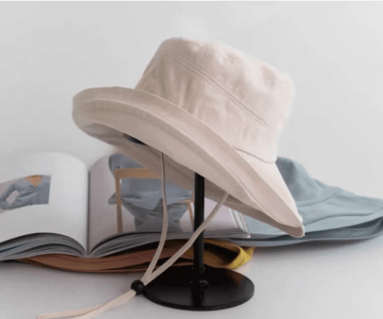 Summer Wide Brim Bucket Sun Hat.