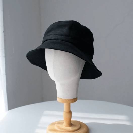 Custom linen bucket hat.
