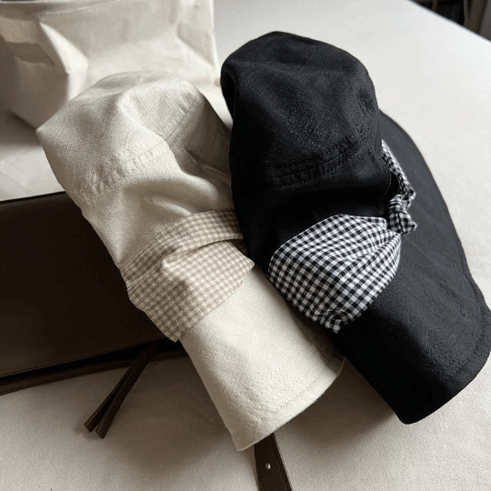 Two Way  Pony Tail Sun Hat with Bow Tie.