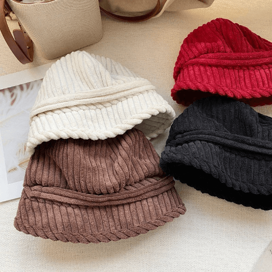 Winter Corduroy Bucket Hat for Women.