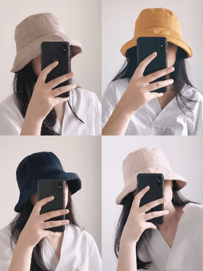 Wide Brim Bucket Hat.