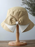 Bucket Sun Hat with Bow Tie for Women and Girls.