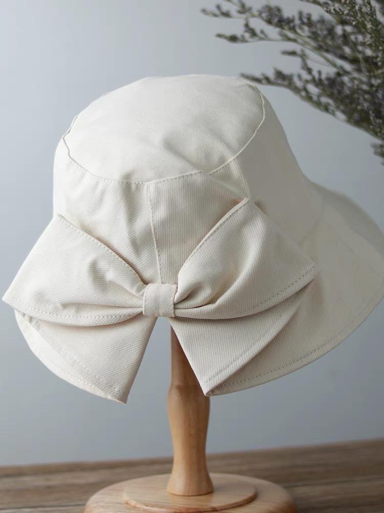 Bucket Sun Hat with Bow Tie for Women and Girls.