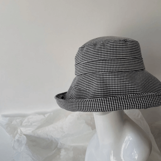 Oversized Bucket Hat Check Pattern, Small to XXLarge Bucket Hat for Women.