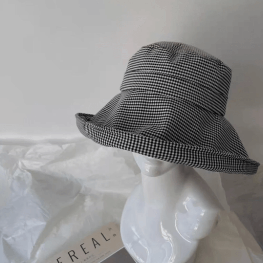 Oversized Bucket Hat Check Pattern, Small to XXLarge Bucket Hat for Women.