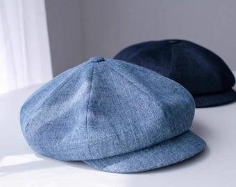 Customized Unisex Oversize Denim Applejack Newsboy Cap - Jovvsd