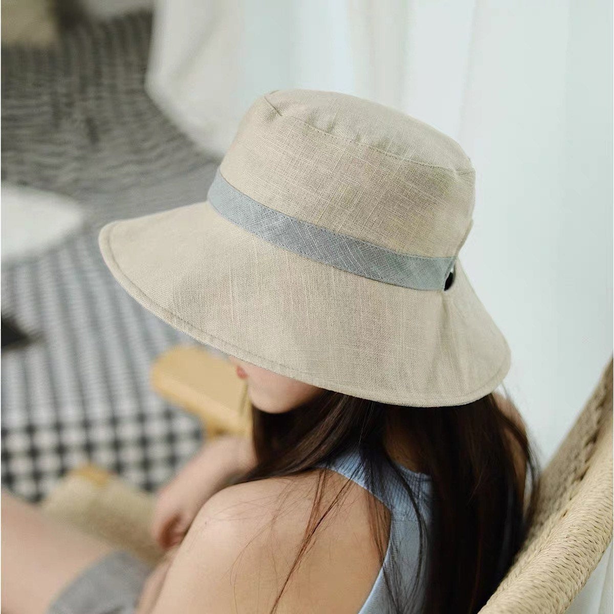 Reversible Pony Tail Sun Hat with Flower Print.