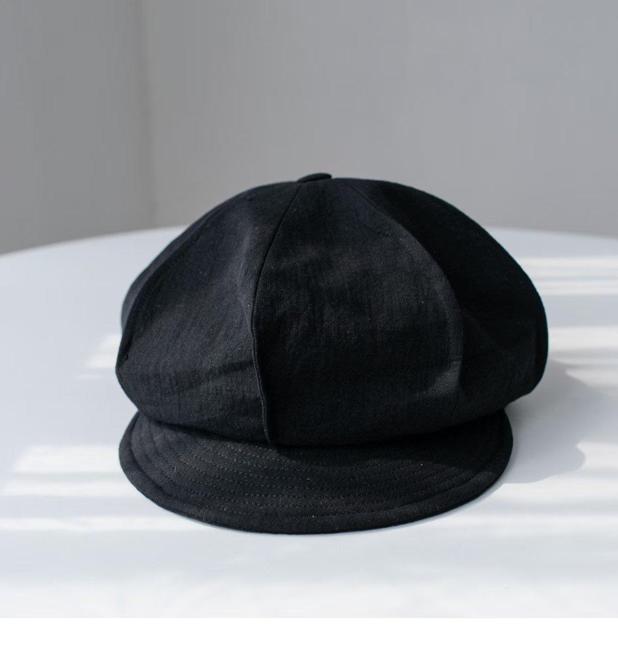 Oversize Slouchy Unisex Linen Applejack Newsboy Cap - Jovvsd