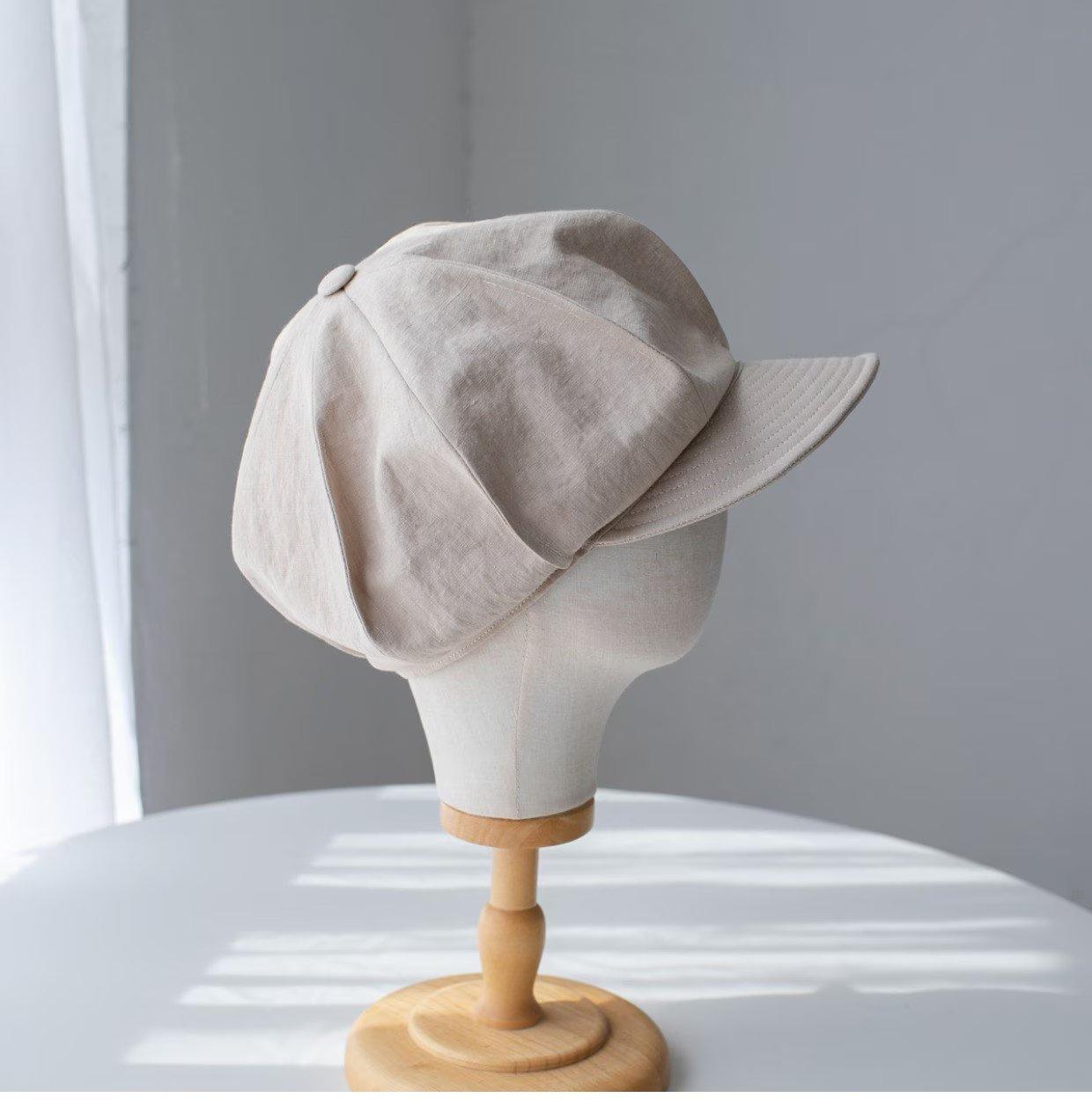 Oversize Slouchy Unisex Linen Applejack Newsboy Cap - Jovvsd
