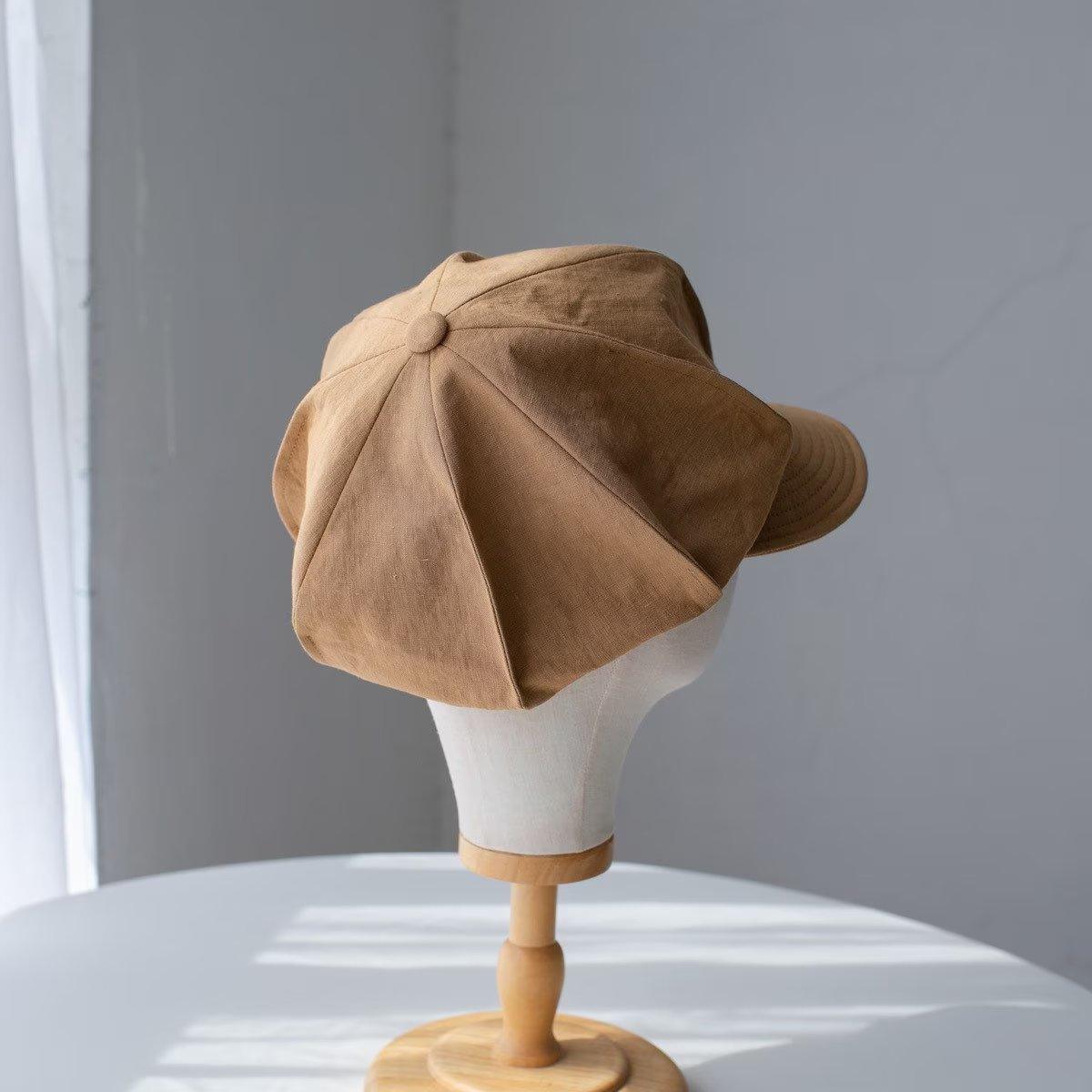 Oversize Slouchy Unisex Linen Applejack Newsboy Cap - Jovvsd