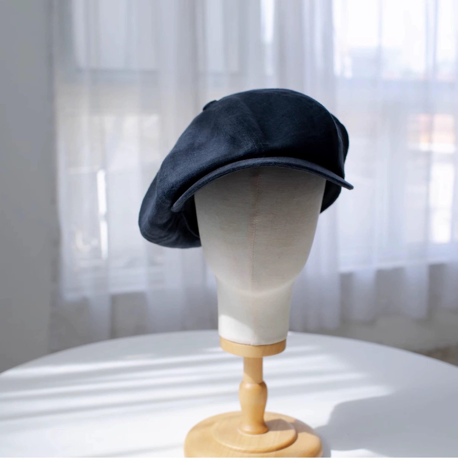 Extra Oversized Linen Unisex Applejack Newsboy Cap - Jovvsd