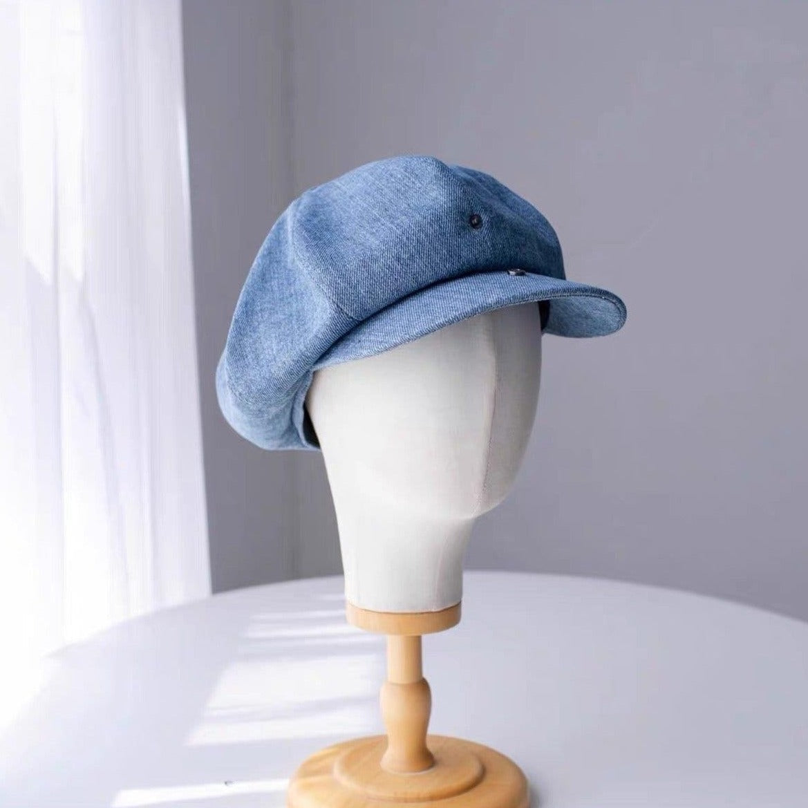 Customized Unisex Oversize Denim Applejack Newsboy Cap - Jovvsd