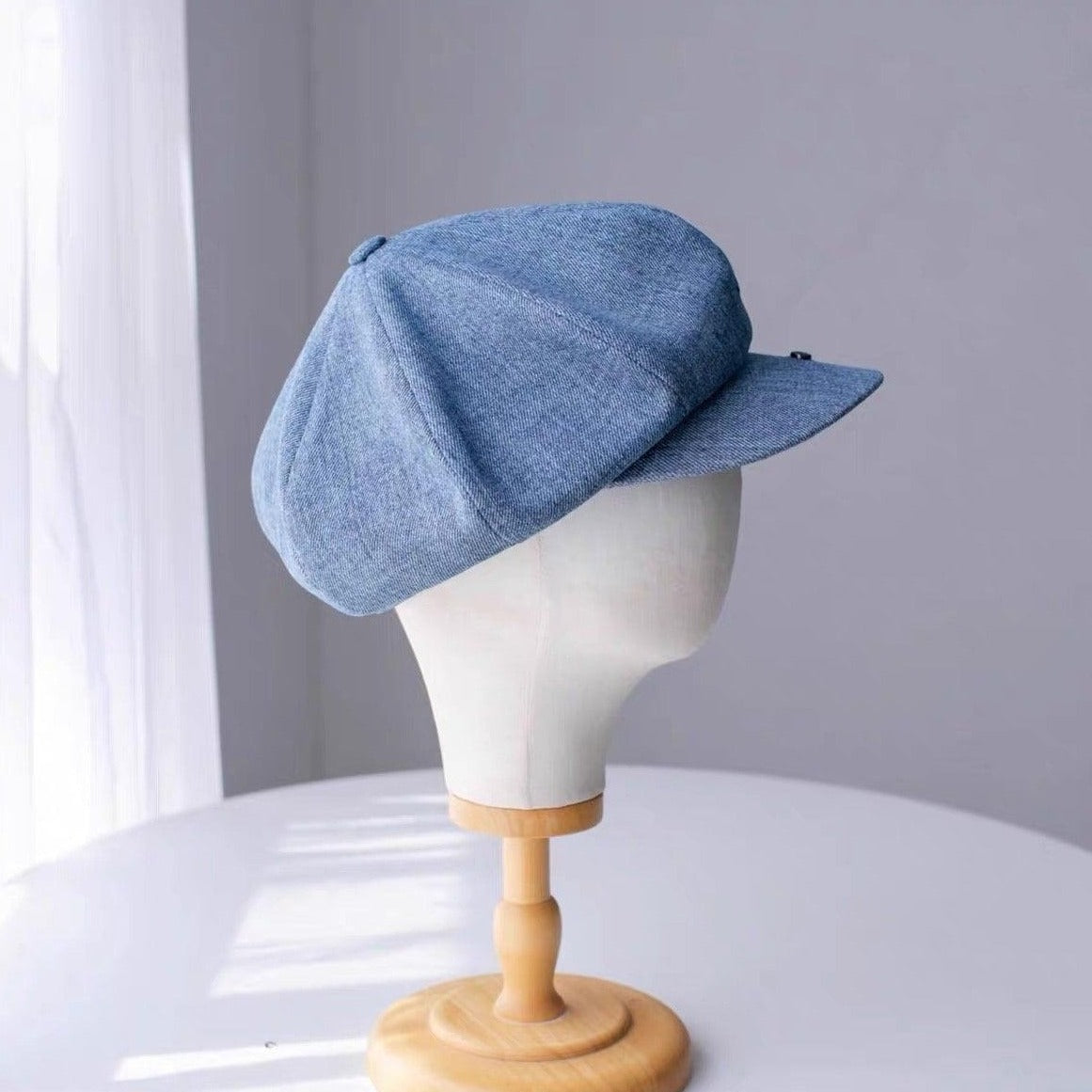 Customized Unisex Oversize Denim Applejack Newsboy Cap - Jovvsd