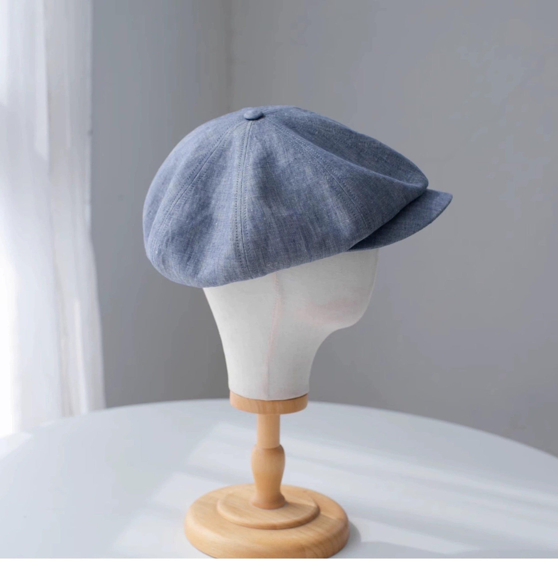 Extra Oversized Linen Unisex Applejack Newsboy Cap - Jovvsd