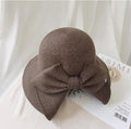 Wide Brim Straw Hat with Bow Tie for Women.