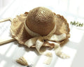 Straw Hat with Bow Tie for Women Girl.