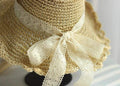 Straw Hat with Bow Tie for Women Girl.