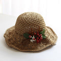 Straw Hat with Red Berries and Antler for Women/Girls.
