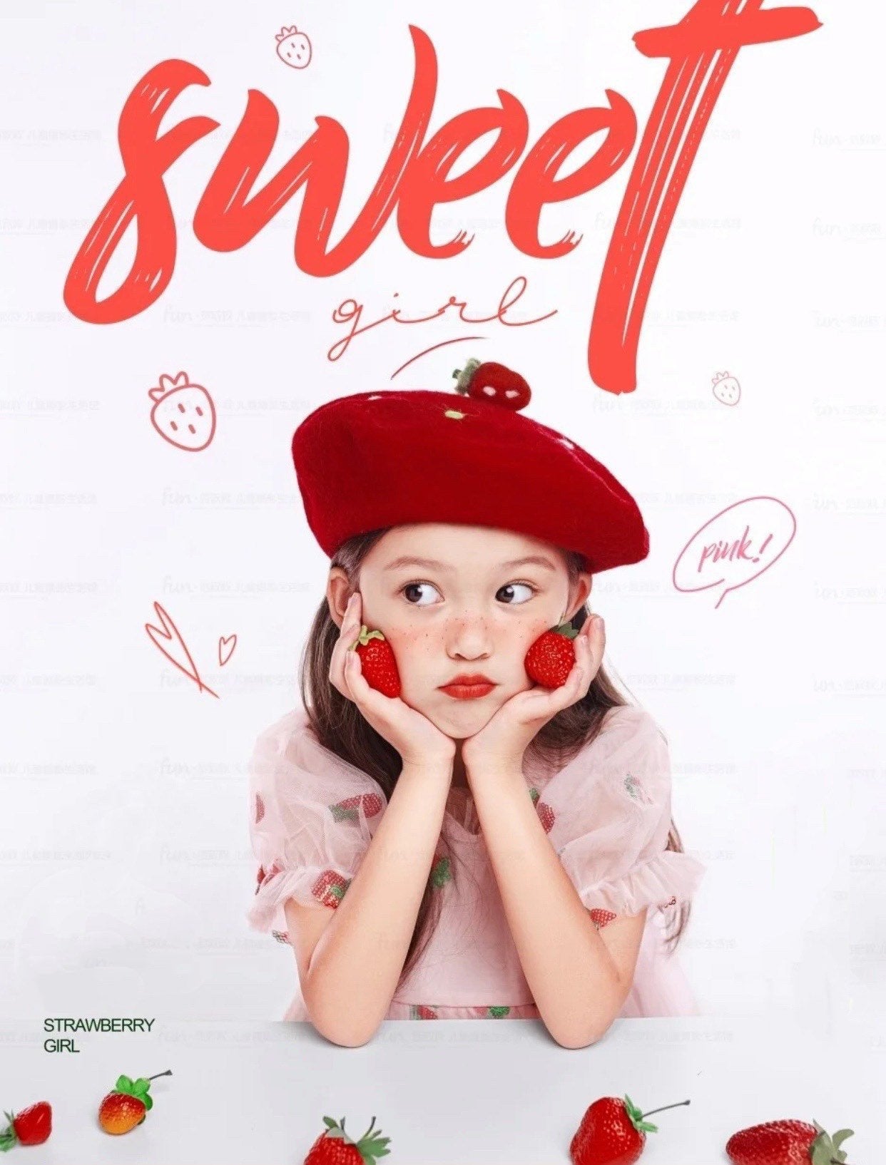 Strawberry Beret Hat for Women and Kids.