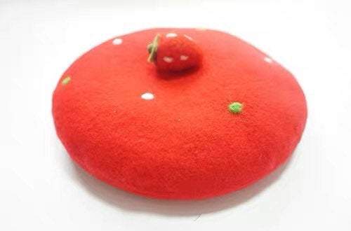 Strawberry Beret Hat for Women and Kids.