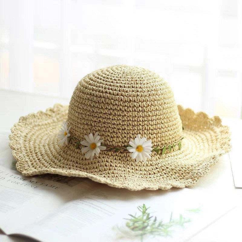 Summer Daisy Beach Straw Hat for Women and Girl.