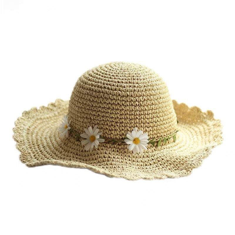 Summer Daisy Beach Straw Hat for Women and Girl.