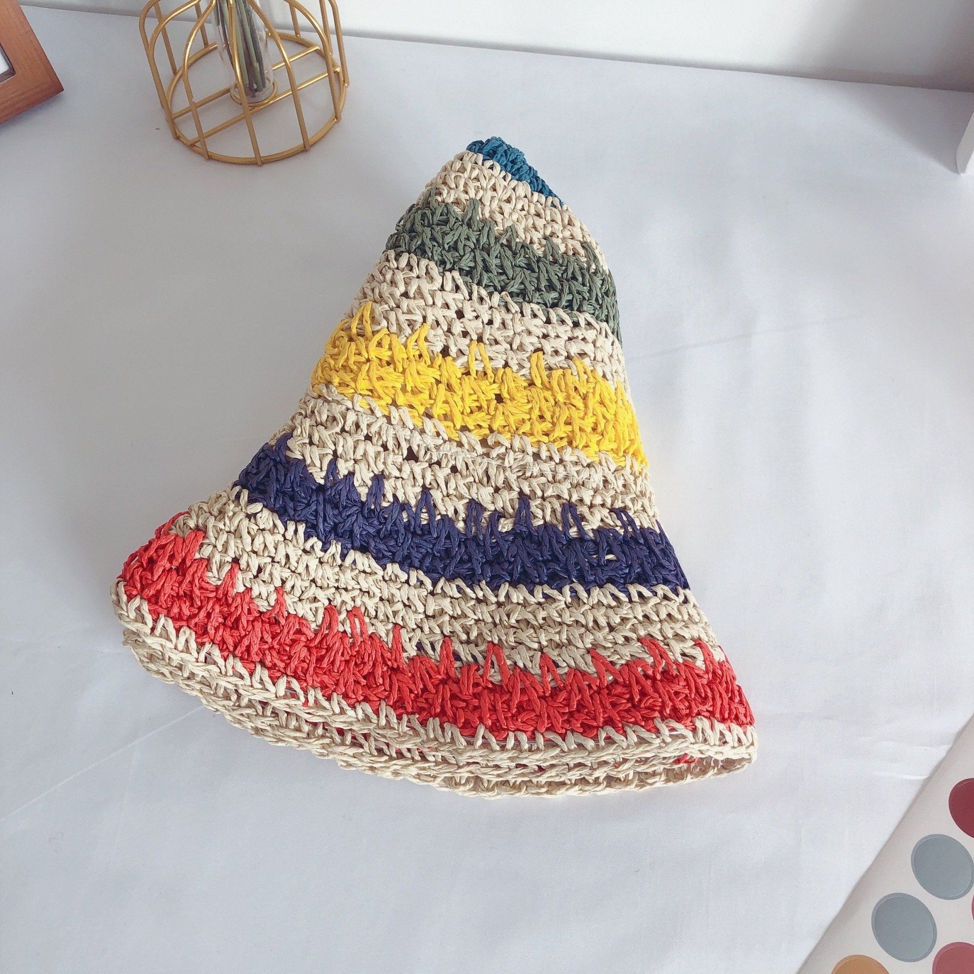 Summer Rainbow Straw Hat for Women/Girl.