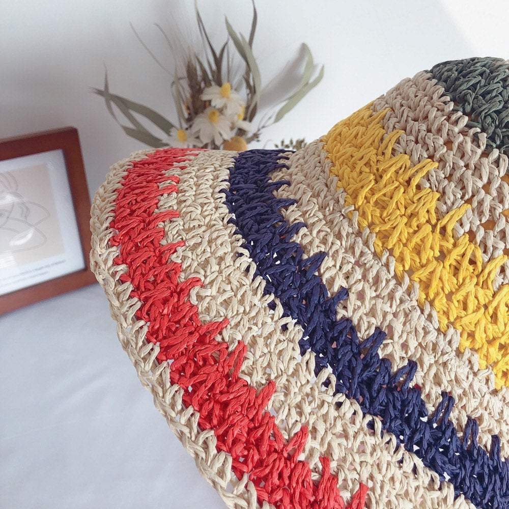 Summer Rainbow Straw Hat for Women/Girl.