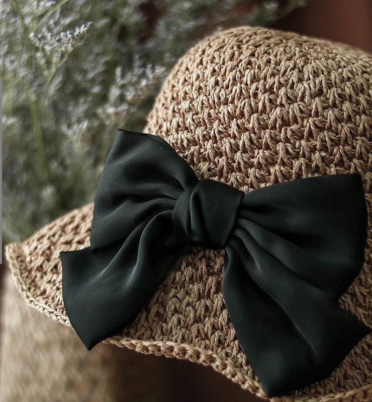 Summer Straw Beach Hat with Bow Tie for Women/Girl.