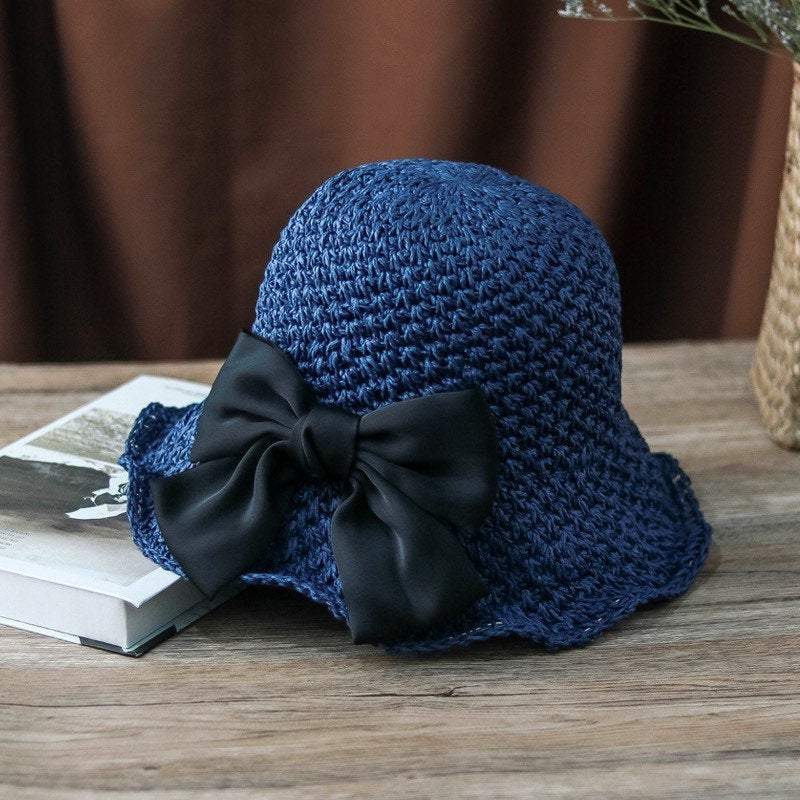 Summer Straw Beach Hat with Bow Tie for Women/Girl.